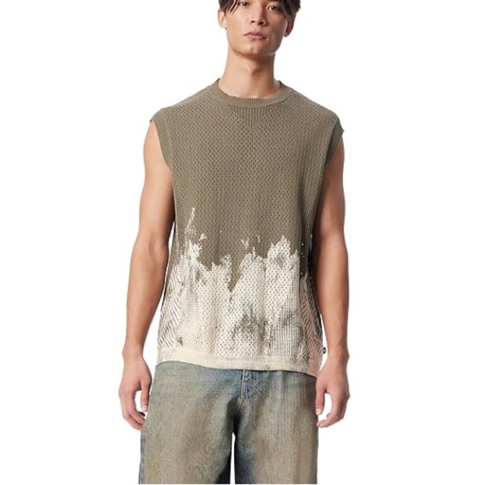 NEW Cross Eyed Moose Men's Court Sweater Tank Standard Pullover Dusky Green Med